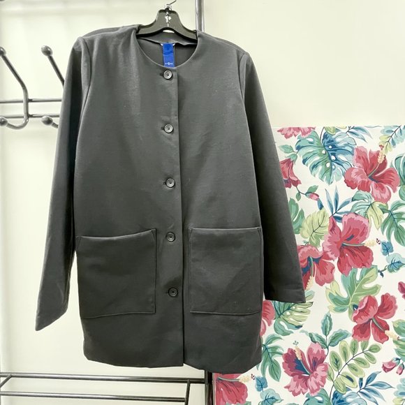 Kit & Ace Collarless Stretch Jacket Button Down Knit (M) - Picture 3 of 11